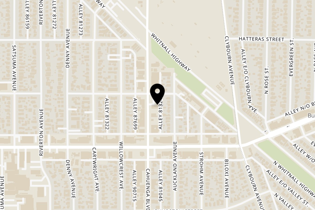 Map showing the location of Daniel's Tacos Cahuenga Blvd on 5650 Cahuenga Blvd in North Hollywood